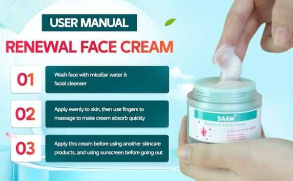 SAAM Renewal Face Cream | Melasma, Freckles, Age Spots & Dark Spots | With Alpha Arbutin and Kojic Acid | 50g - Image 3