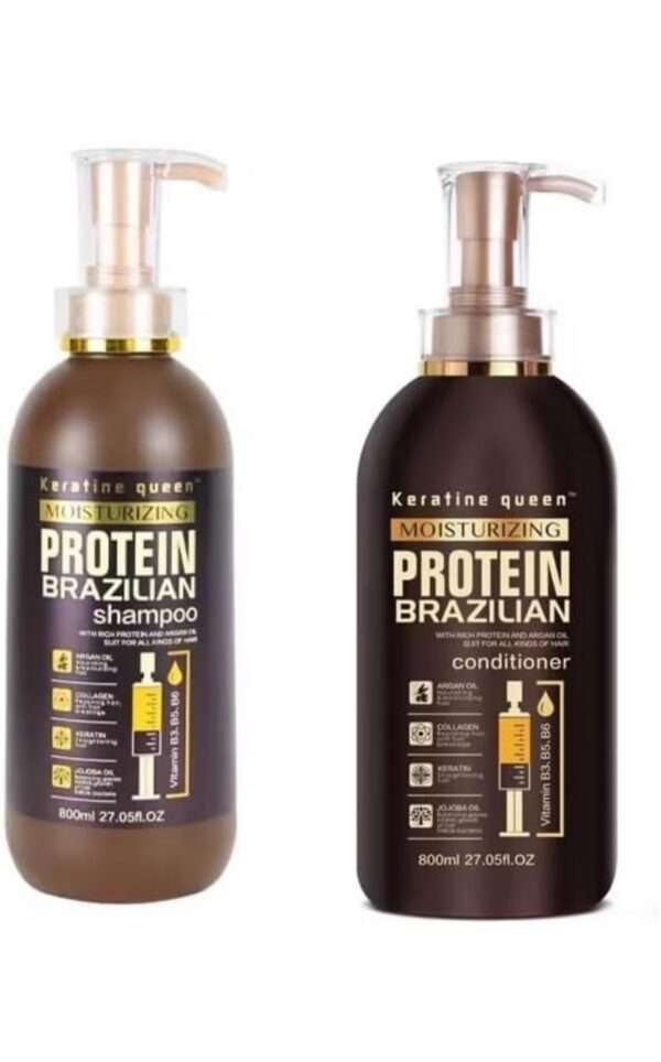 Protein queen moisturizing Brazilian protein hair treatment 4in1set( shampoo&conditioner, hair mask & hair serum) - Image 6