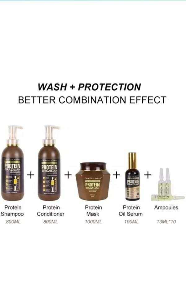 Protein queen moisturizing Brazilian protein hair treatment 4in1set( shampoo&conditioner, hair mask & hair serum) - Image 7
