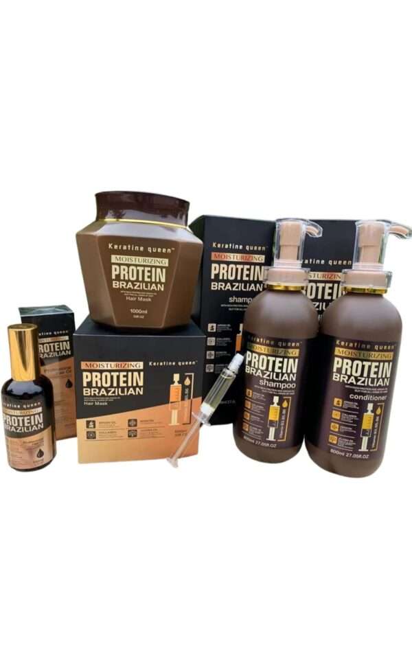 Protein queen moisturizing Brazilian protein hair treatment 4in1set( shampoo&conditioner, hair mask & hair serum)