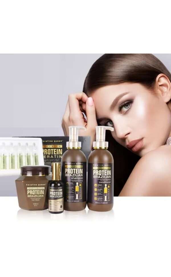Protein queen moisturizing Brazilian protein hair treatment 4in1set( shampoo&conditioner, hair mask & hair serum) - Image 3